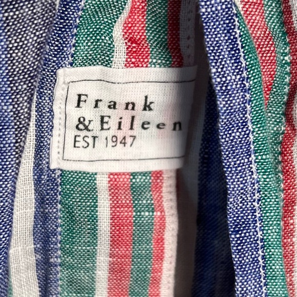 Frank & Eileen Eileen Button Down Shirt Multicolor Striped Linen Size Small. - Picture 5 of 9